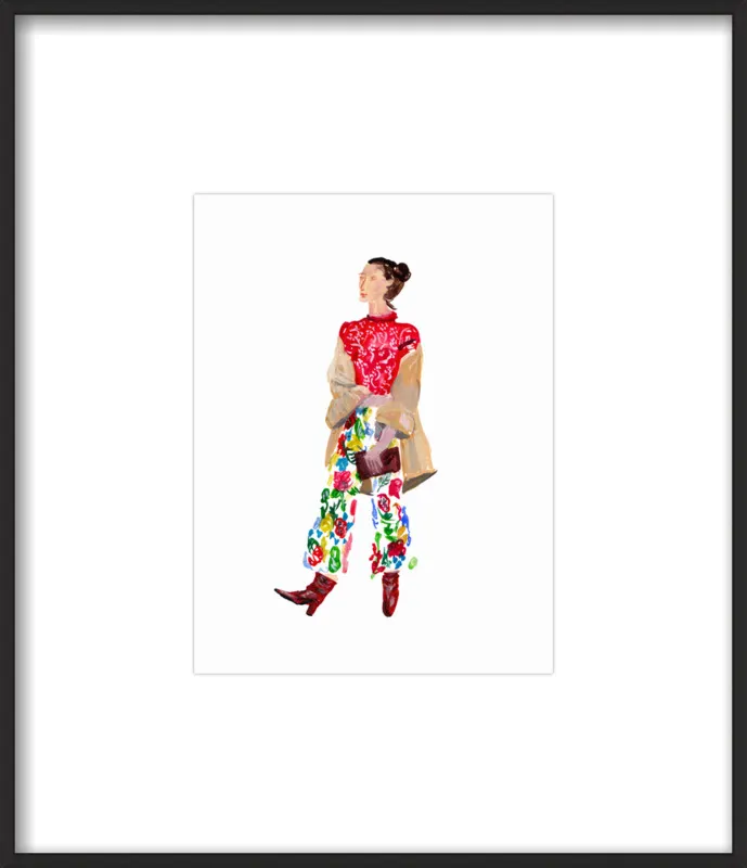 Woman in Floral Print Pants by Jackie Mancuso for Artfully Walls
