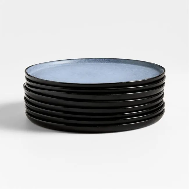 Mercer Arctic Blue Recycled Stoneware Salad Plates, Set of 8
