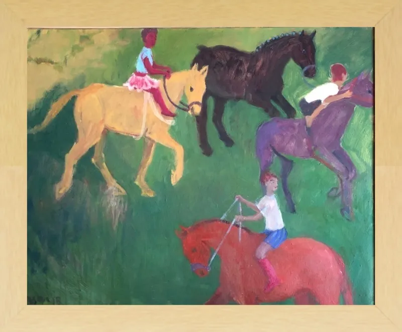 Four Horses, Three Riders by Megan Williamson for Artfully Walls