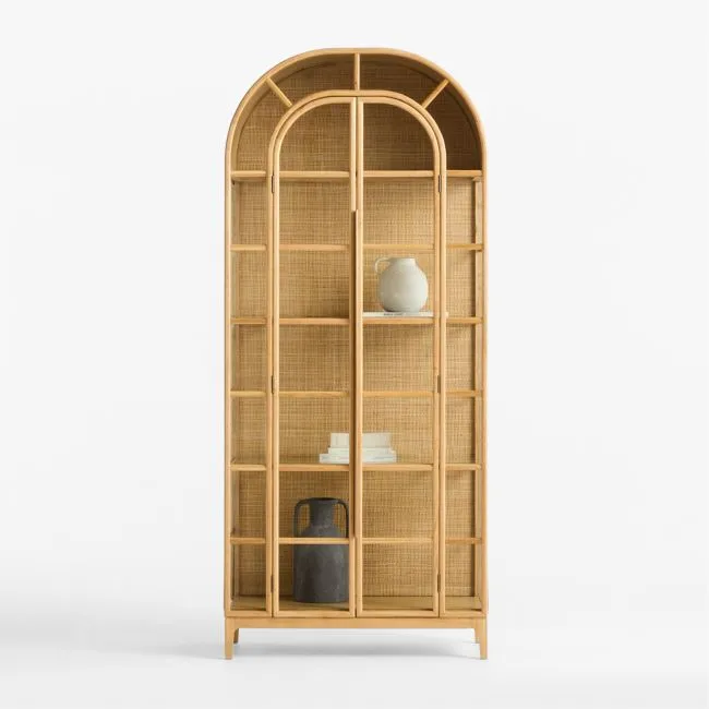 Atrium 37" Natural White Oak and Glass Storage Display Cabinet