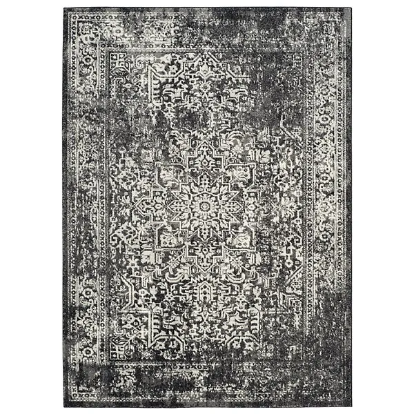 Evermere Distressed Medallion Grey Area Rug