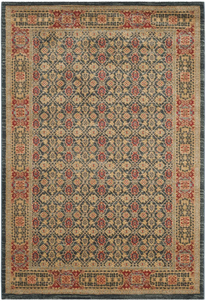 Arlo Home Woven Area Rug, MAH623K, Light Blue/Red,  5' 1" X 7' 7"