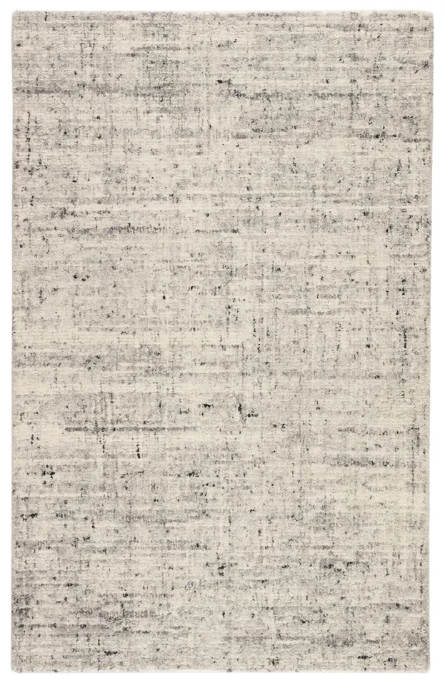 Macklin Handmade Solid Ivory/ Light Gray Area Rug (5'X8')