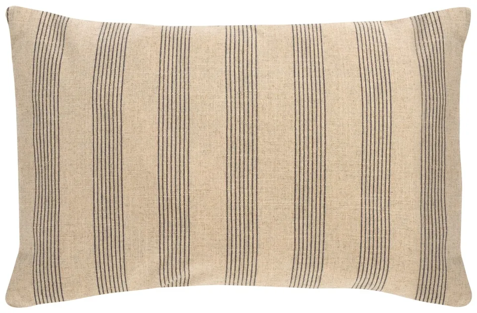 Mickey 15 x 23 Linen Blend Lumbar Pillow - Gray / Taupe