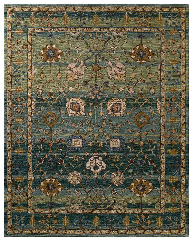 Label J Ahava COM03 Tufted Oriental Green/Blue Area Rug (13'X18')
