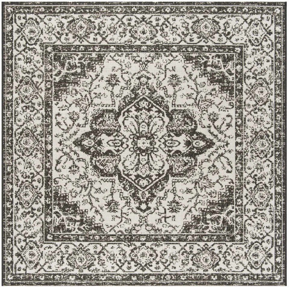 Arlo Home Indoor/Outdoor Woven Area Rug, LND137A, Light Grey/Charcoal,  6' 7" X 6' 7" Square