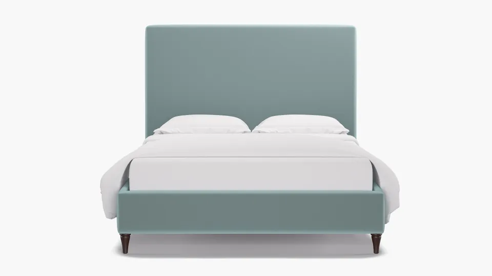 Classic Bed, Spa Performance Plush Velvet, Espresso Decorative Tapered Leg, Twin