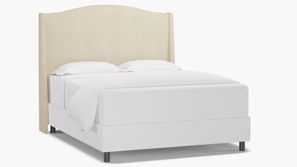 Classic Wingback Headboard, Talc Everyday Linen, Queen