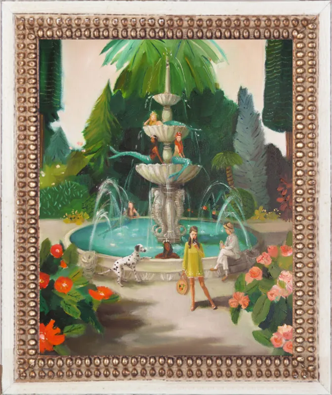 Selfie At The Mermaid Public Fountain by Janet Hill for Artfully Walls