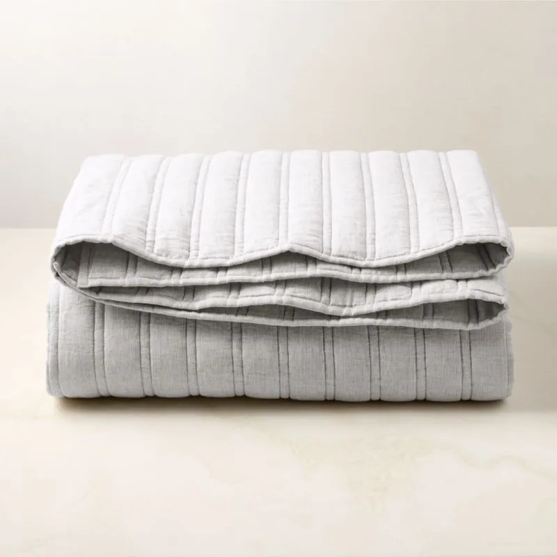 Saunder Heathered Flax Grey European Linen Full/Queen Quilt
