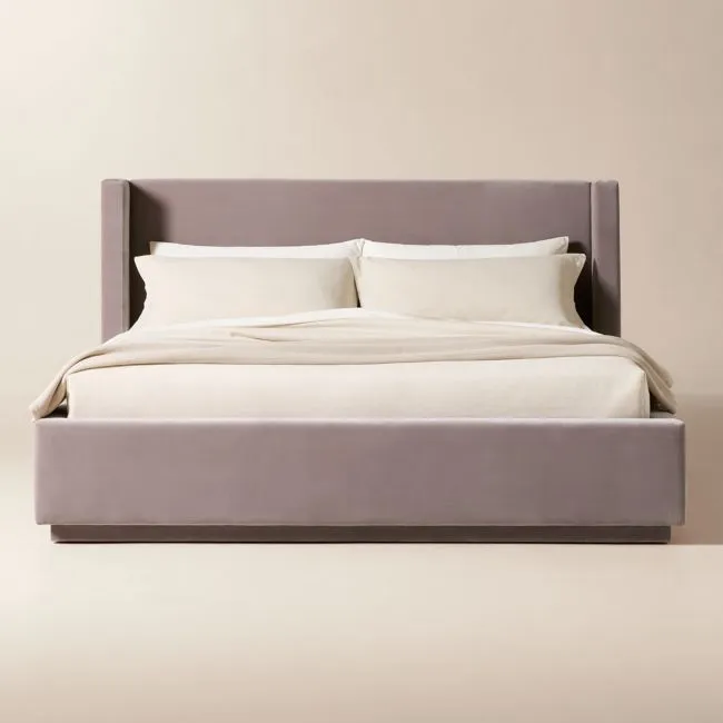 Russell Dusty Lilac Velvet Upholstered King Storage Bed