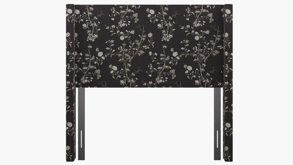 Modern Wingback Headboard, Black Bamboo Garden, Full