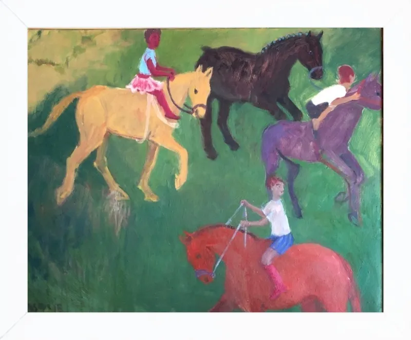 Four Horses, Three Riders by Megan Williamson for Artfully Walls