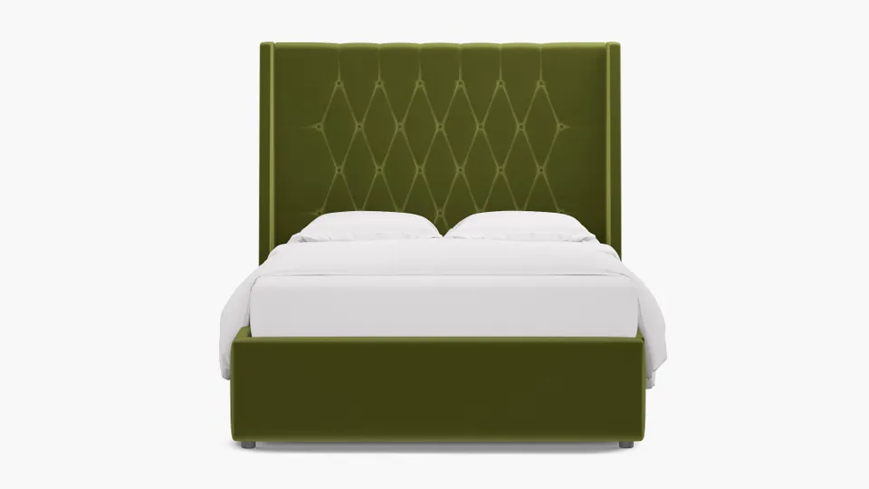 Tufted Wingback Bed, Sage Performance Velvet, Full