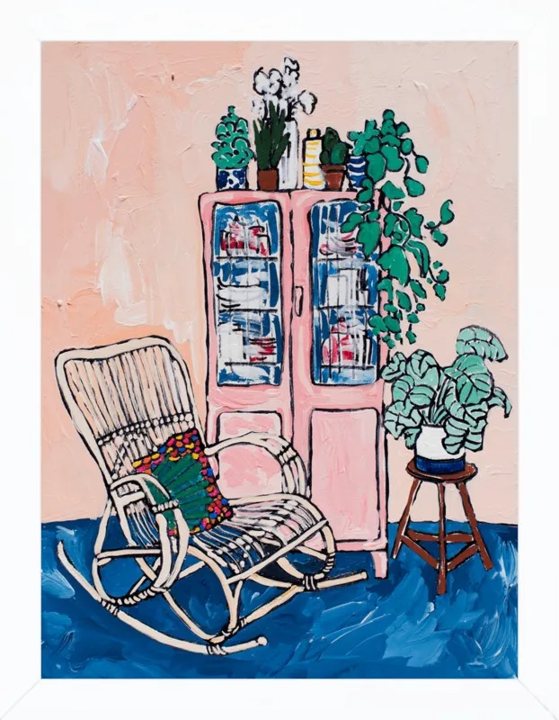 Rocking Chair In Pink Interior by Lara Lee Meintjes for Artfully Walls