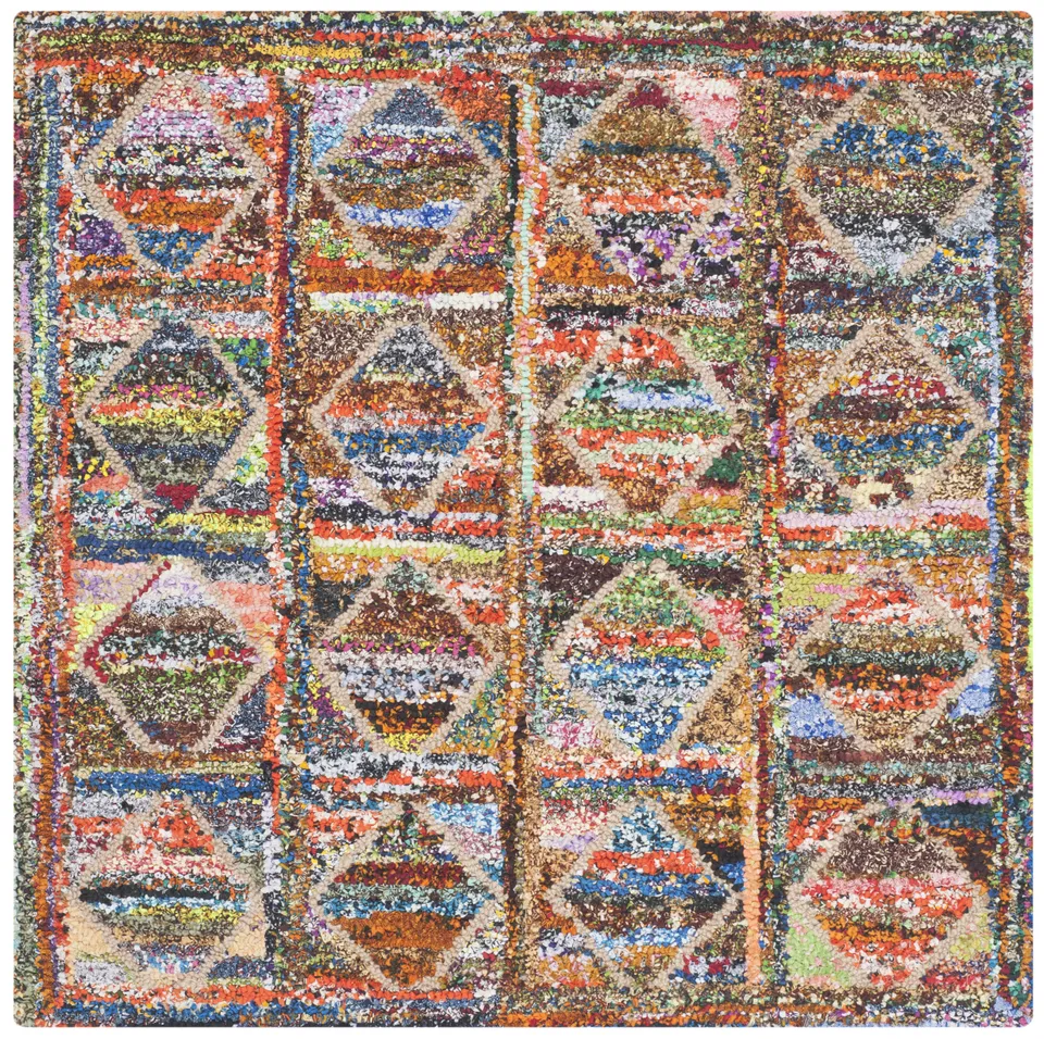 Arlo Home Hand Tufted Area Rug, NAN440A, Multi,  4' X 4' Square