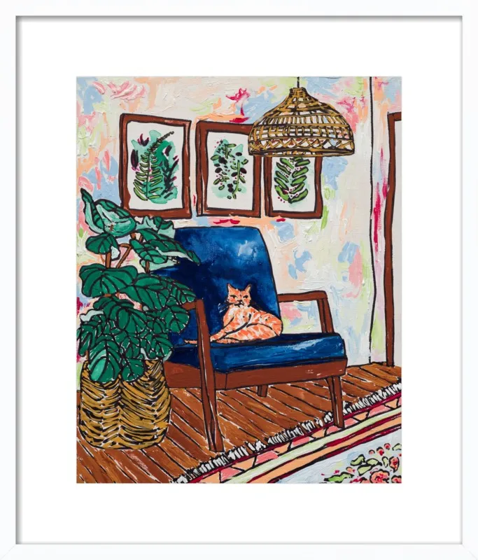 Ginger Cat in Mid Century Chair by Lara Lee Meintjes for Artfully Walls