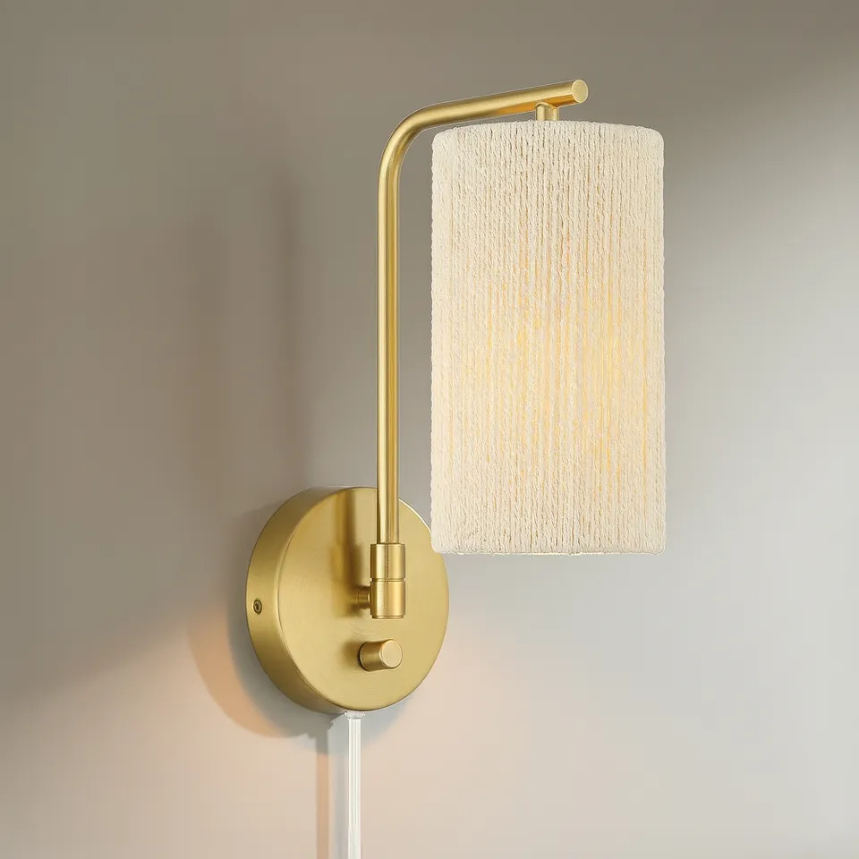 Possini Euro Tertia 13 1/2" Antique Brass Swing-Arm Plug-In Wall Lamp