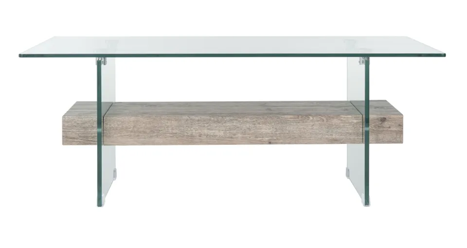 Kayley Coffee Table - Glass / Gray Oak