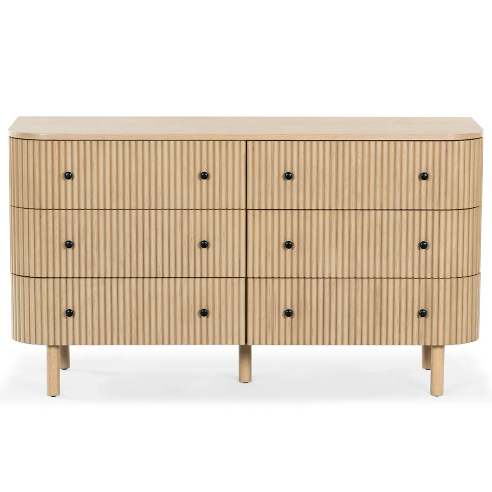 Shelbie 6 Drawer Reeded Dresser - Oak/Black