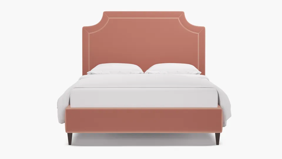 Deco Bed, Bloom Performance Plush Velvet, Espresso Square Tapered Leg, Full