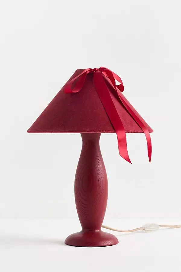 Bosette Bow Velvet and Wood Table Lamp