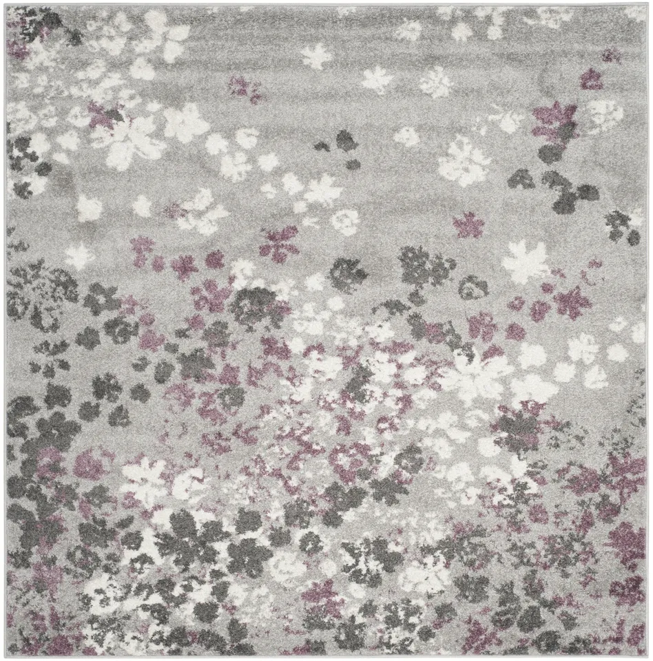 Arlo Home Woven Area Rug, ADR115M, Light Grey/Purple,  4' X 4' Square