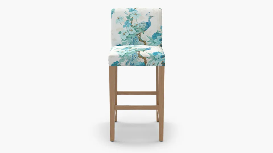 Signature Dining Bar Stool, Turquoise Peacock Park, Natural Square Tapered Leg