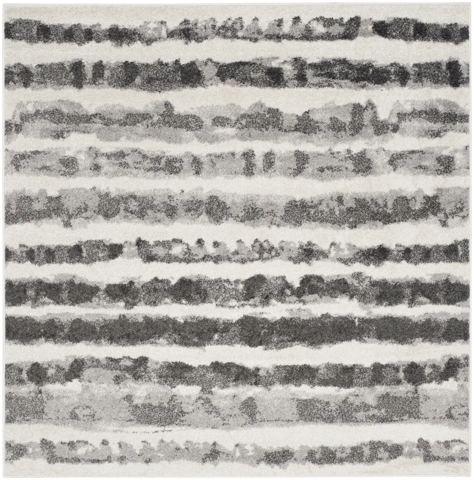 Arlo Home Woven Area Rug, ADR126N, Ivory/Charcoal,  6' X 6' Square
