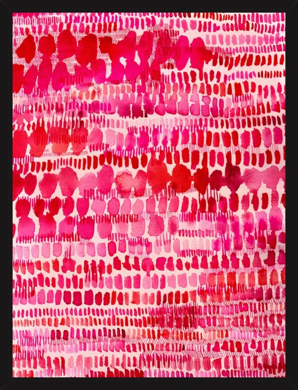 Pink and Red Watercolor Patterns Wall Art  by Paula Mills for Artfully Walls