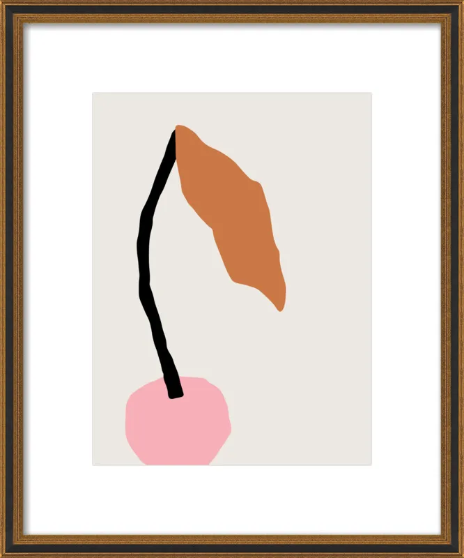 Pink fruit with leaf by Jessica Nielsen for Artfully Walls