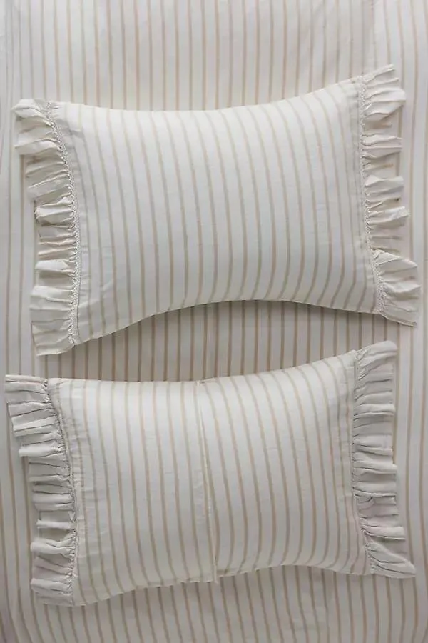 Organic Cotton Spa Sateen Ruffled Shams, Set of 2