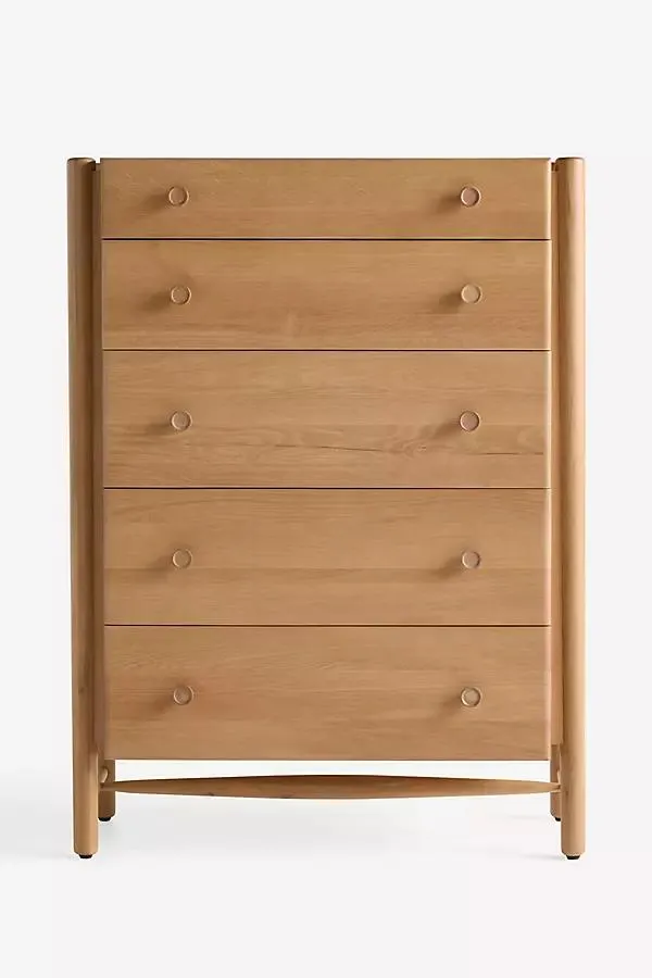 Roma Oak Wood Five-Drawer Dresser