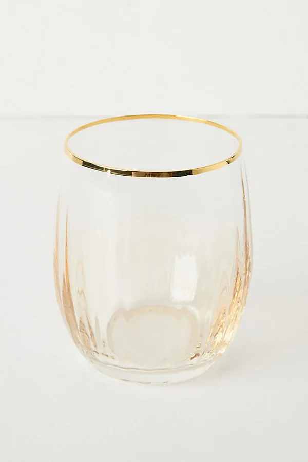 Waterfall 24k Gold Accent Stemless Wine Glasses, Set of 4
