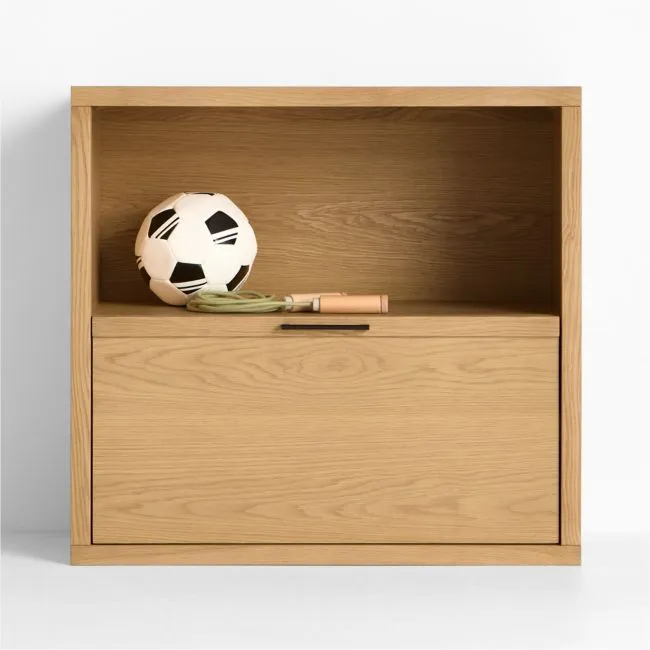 Oliver 32" Modular Natural Oak Wood Kids Bookcase with Drawer