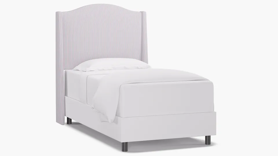 Classic Wingback Headboard, Pink Classic Ticking Stripe, Twin