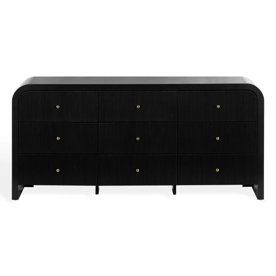 Liabella 9 Drawer Curv Dresser - Black / Gold