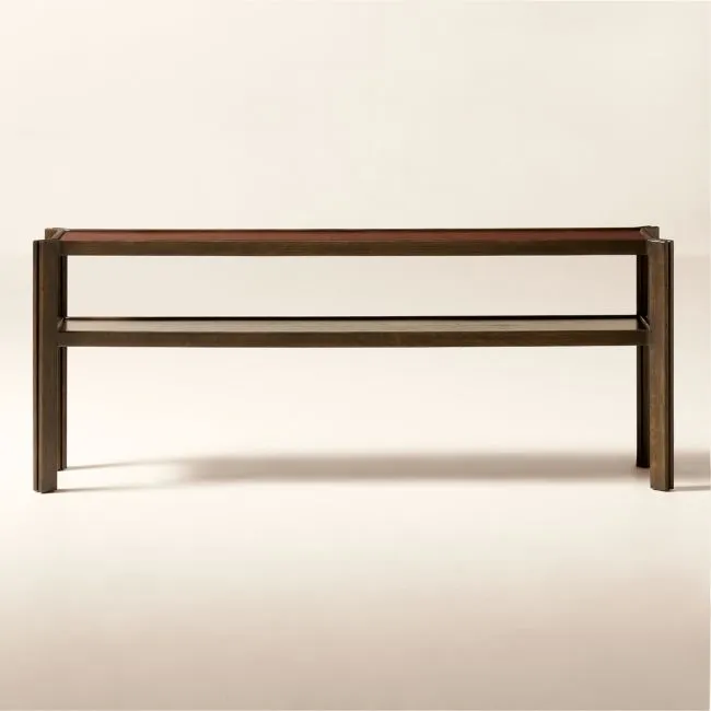 Obair 72" Red Enamel and Oak Console Table by Casa Dean by Swizz Beatz