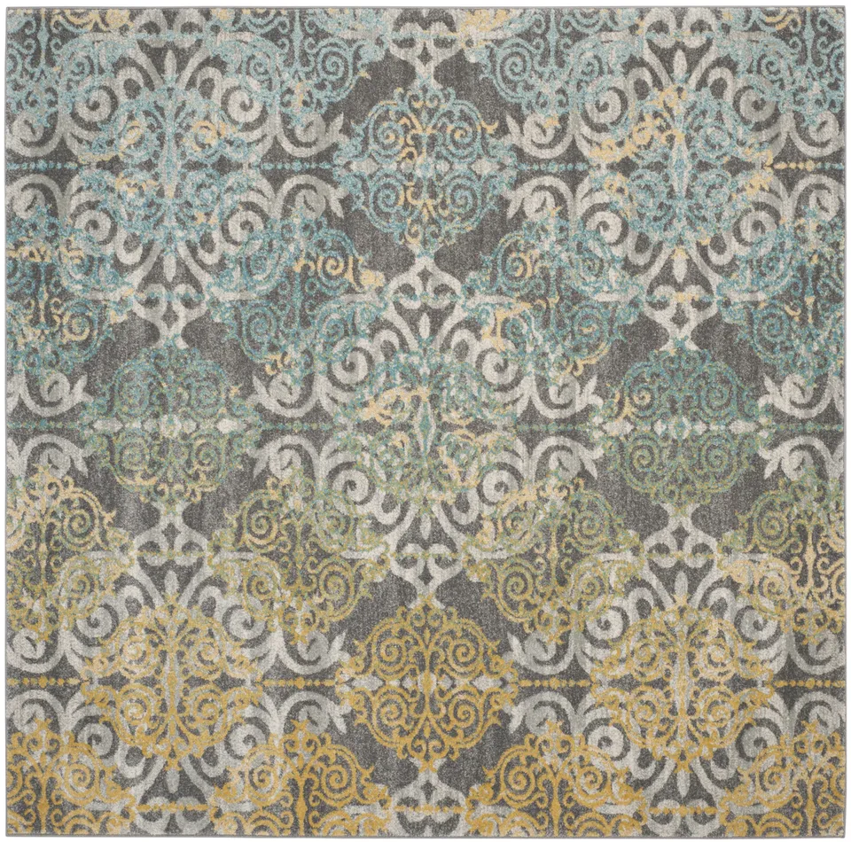 Arlo Home Woven Area Rug, EVK230D, Grey/Ivory,  6' 7" X 6' 7" Square
