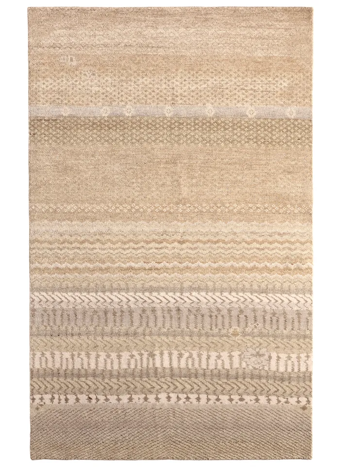 Roza LIB16 Handknot Ikat Yellow/Tan Area Rug (18" Swatch)