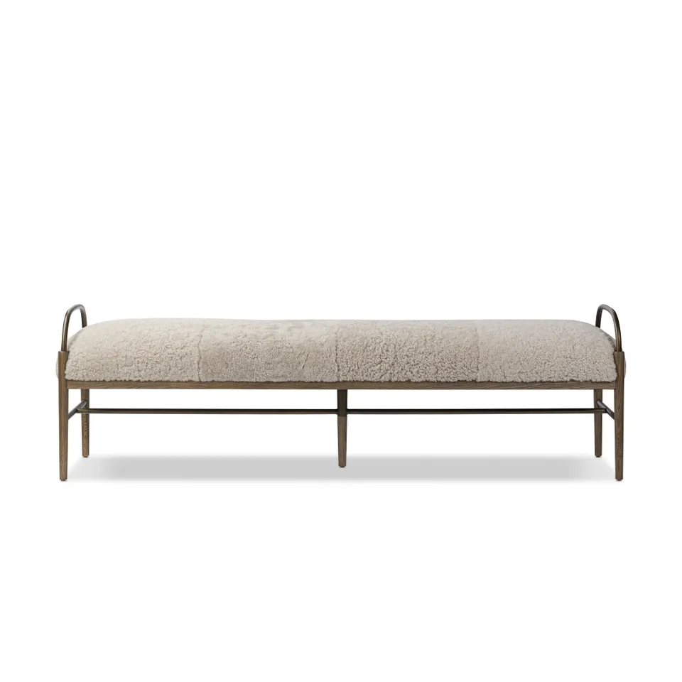 Demi Accent Bench - Beige Shearling by Amber Lewis x Four Hands