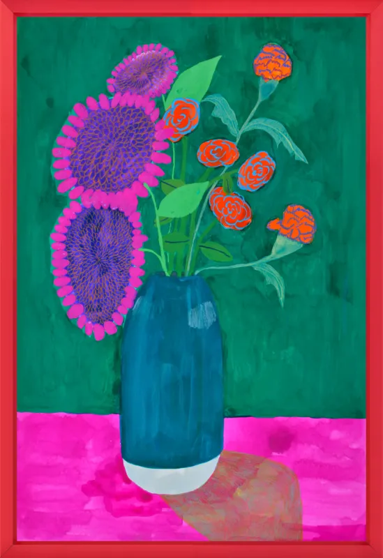 vase with sunflowers and carnations  by Christiane Drapela for Artfully Walls