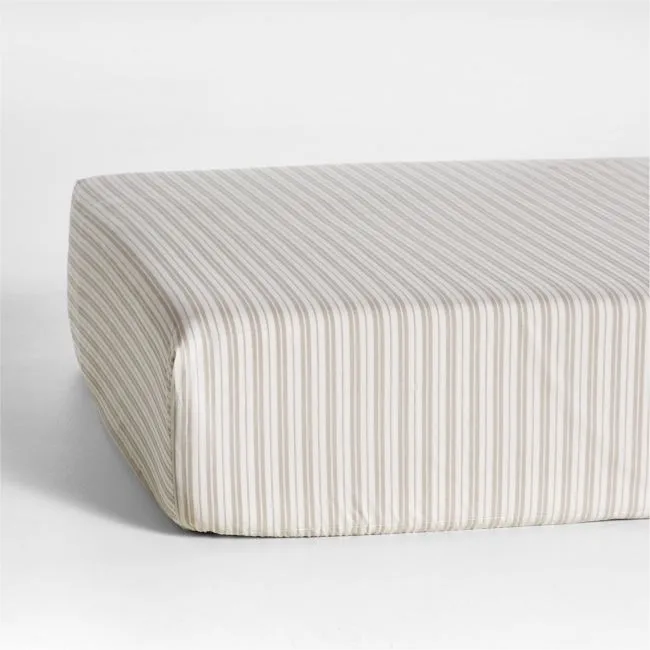 Frenchie Natural Taupe 100% Organic Cotton Baby Crib Fitted Sheet by Leanne Ford