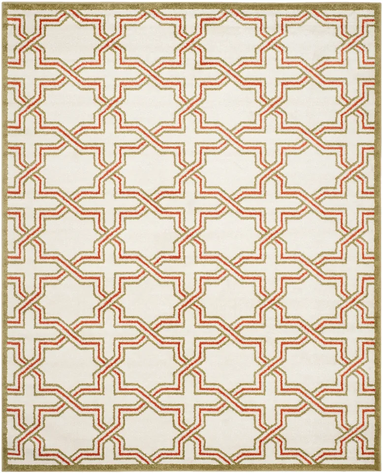 Arlo Home Indoor/Outdoor Woven Area Rug, AMT413A, Ivory/Light Green,  9' X 12'