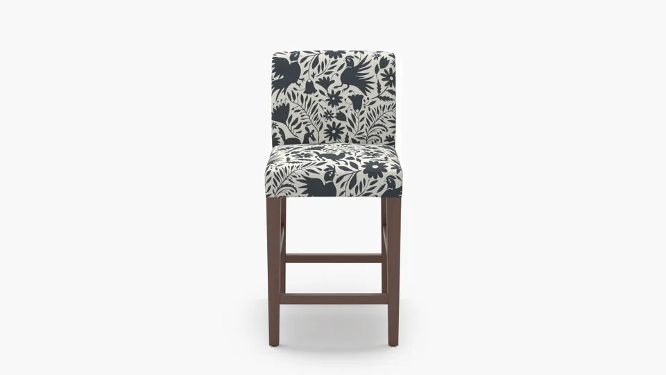 Signature Dining Counter Stool, Ink Frida, Walnut Square Tapered Leg
