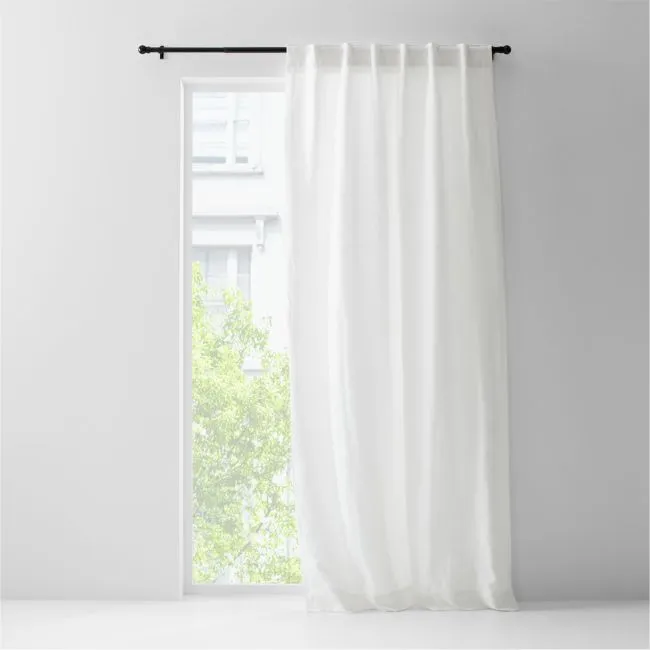 Crisp White European Linen Window Curtain Panel 52"x84"