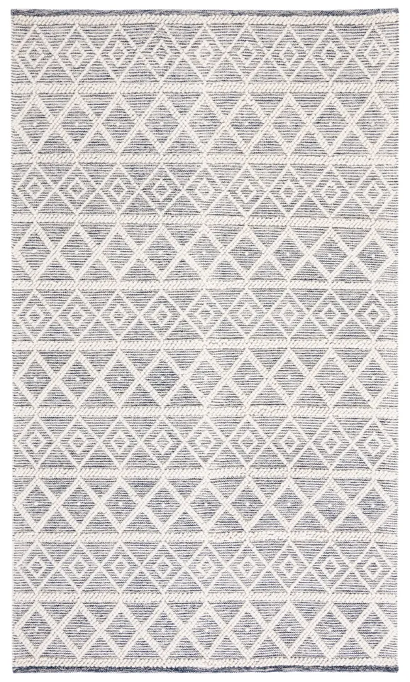 Safavieh Couture Natura Collection Hand Woven Area Rug, Ivory / Navy, 4' x 6'