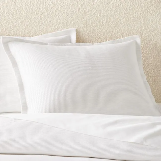 Valencea Organic Cotton Ribbed White Standard Pillow Shams Set of 2