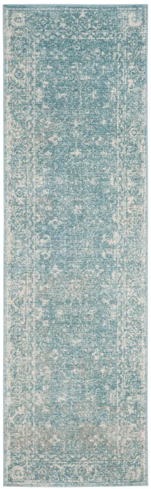 Arlo Home Woven Area Rug, EVK270D, Light Blue/Ivory,  2' 2" X 9'