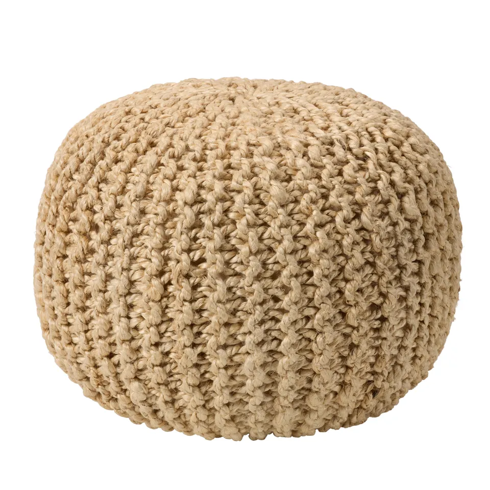 Vibe by Azene Handmade Solid Beige Cylinder Pouf